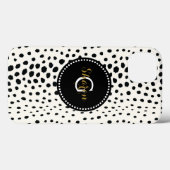モノグラム入りシックな黒白チーター柄 Case-Mate iPhoneケース (裏面 (横))
