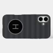 モノグラム入りシンプルな細線パターン ブラック Case-Mate iPhoneケース (裏面 (横))