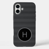 モノグラム入りシンプルな細線パターン ブラック Case-Mate iPhoneケース (裏面)