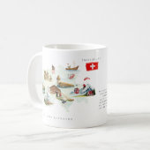 モノグラム入りスイス水彩画イラストマップ コーヒーマグカップ (正面左)