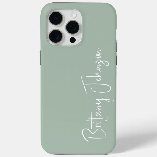 モノグラム入りセージグリーン Case-Mate iPhoneケース (裏面)