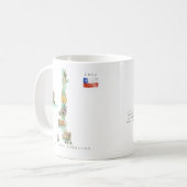 モノグラム入りチリの水彩画地図 コーヒーマグカップ (正面左)