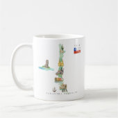 モノグラム入りチリの水彩画地図 コーヒーマグカップ (左)