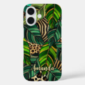 モノグラム入りチークヒョウ柄モンステラリーフケース-M Case-Mate iPhoneケース (裏面)