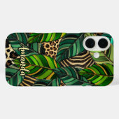 モノグラム入りチークヒョウ柄モンステラリーフケース-M Case-Mate iPhoneケース (裏面 (横))
