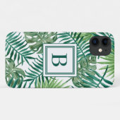 モノグラム入りトロピカルジャングルのヤシの葉柄の模様 Case-Mate iPhoneケース (裏面(横))