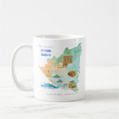 モノグラム入りニカラグア水彩画マップ コーヒーマグカップ (左)