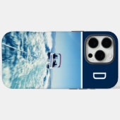 モノグラム入りネイビーブルーの縦型ウォータースポーツ写真 Case-Mate iPhoneケース (裏面 (横))