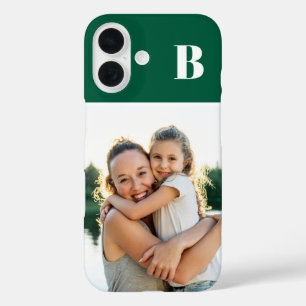 モノグラム入りハンターグリーンの家族写真 iPhone 16ケース