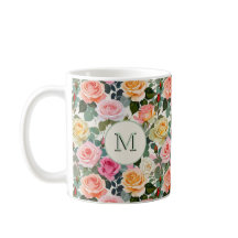 モノグラム入りバラの花フラワープリント
