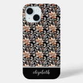 モノグラム入りバーントオレンジラストブラックグレー花柄 Case-Mate iPhoneケース (裏面)