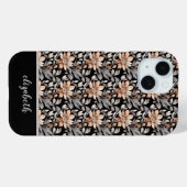 モノグラム入りバーントオレンジラストブラックグレー花柄 Case-Mate iPhoneケース (裏面 (横))