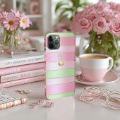 モノグラム入りパステルピンクとグリーンの高級感 Case-Mate iPhoneケース