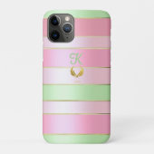 モノグラム入りパステルピンクとグリーンの高級感 Case-Mate iPhoneケース (裏)