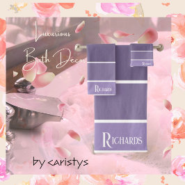 モノグラム入りパープルシェード（白） バスタオルセット