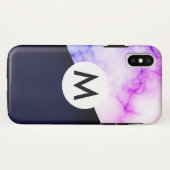 モノグラム入りパープルマーブルレザー Case-Mate iPhoneケース (裏面(横))