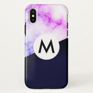 モノグラム入りパープルマーブルレザー iPhone X ケース