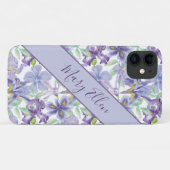 モノグラム入りパープル＆イエローアイリスフラワーの水彩画デザイン Case-Mate iPhoneケース (裏面(横))