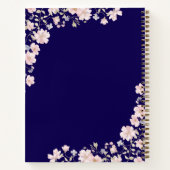 モノグラム入りピンクの花とレースのフラワーモチーフ ノートブック (裏面)