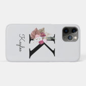 モノグラム入りピンクフラワーモチーフイニシャルK Case-Mate iPhoneケース (裏面(横))