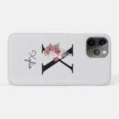 モノグラム入りピンクフラワーモチーフイニシャルX Case-Mate iPhoneケース (裏面(横))