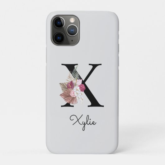 モノグラム入りピンクフラワーモチーフイニシャルX Case-Mate iPhoneケース (裏)
