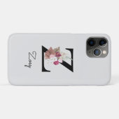 モノグラム入りピンクフラワーモチーフイニシャルZ Case-Mate iPhoneケース (裏面(横))
