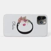 モノグラム入りピンクボヘミアン風フラワープリントイニシャルO Case-Mate iPhoneケース (裏面(横))