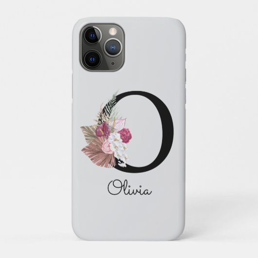 モノグラム入りピンクボヘミアン風フラワープリントイニシャルO Case-Mate iPhoneケース (裏)