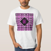 モノグラム入りピンク格子柄 Tシャツ (正面)