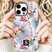 モノグラム入りピーチ&ピンクの花柄 Case-Mate iPhoneケース