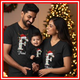 モノグラム入りファミリークリスマスアントラーズサンタハット Tシャツ