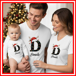 モノグラム入りファミリークリスマス アントラーズサンタハット Tシャツ