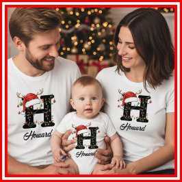 モノグラム入りファミリークリスマス アントラーズサンタハット Tシャツ