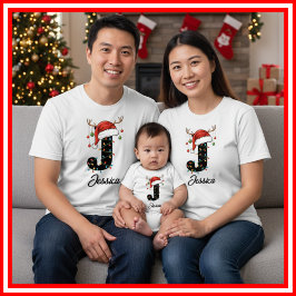 モノグラム入りファミリークリスマス アントラーズサンタハット Tシャツ