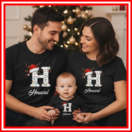モノグラム入りファミリークリスマス アントラーズサンタ帽子 Tシャツ