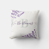 モノグラム入りフォトウォーターカラーラベンダー枕 クッション (正面)