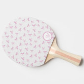 モノグラム入りフリルコケットピンクの水彩リボン 卓球ラケット (横)