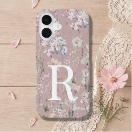 モノグラム入りフローラル ピンク iPhone 16ケース