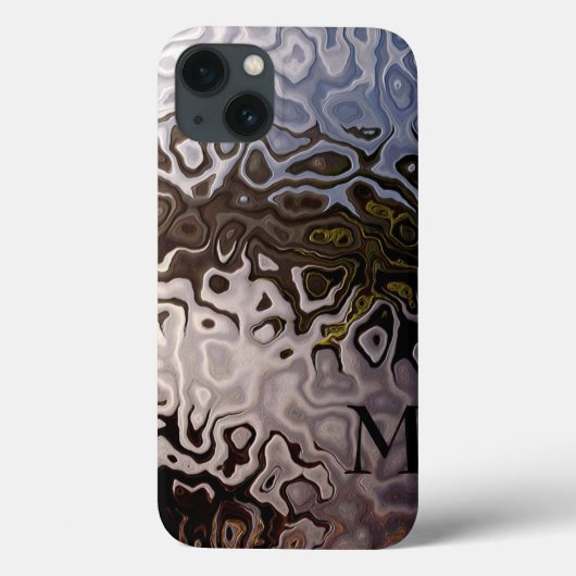 モノグラム入りブラウン グレー シャイニング スネークスキン エフェクト Case-Mate iPhoneケース (裏面)