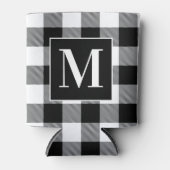 モノグラム入りブラックアンドホワイトのバイソン柄 缶クーラー (正面)