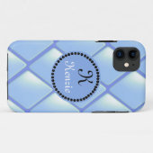 モノグラム入りブルーキルティングダイヤモンド Case-Mate iPhoneケース (裏面(横))