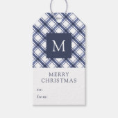 モノグラム入りブルークリスマス ギフトタグ (正面)