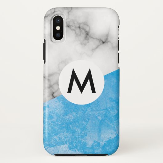 モノグラム入りブルーマーブルテクスチャ Case-Mate iPhoneケース (裏面)