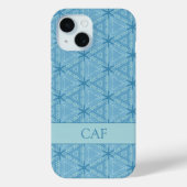 モノグラム入りブルー幾何学抽象パターン Case-Mate iPhoneケース (裏面)