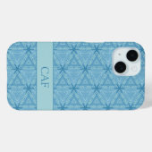 モノグラム入りブルー幾何学抽象パターン Case-Mate iPhoneケース (裏面 (横))