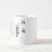 モノグラム入りベリーズの水彩画地図 コーヒーマグカップ (正面左)