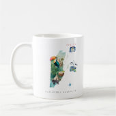 モノグラム入りベリーズの水彩画地図 コーヒーマグカップ (左)