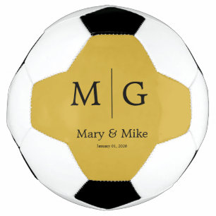 モノグラム入りペアネーム メタリックゴールド サッカーボール