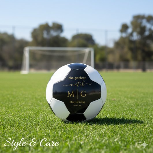モノグラム入りペア名 ブラック サッカー サッカーボール